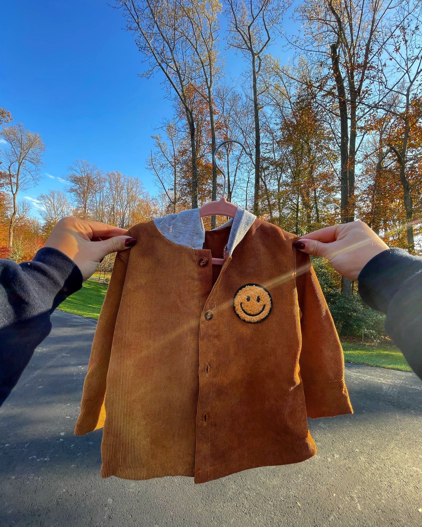 Brown smiley shacket