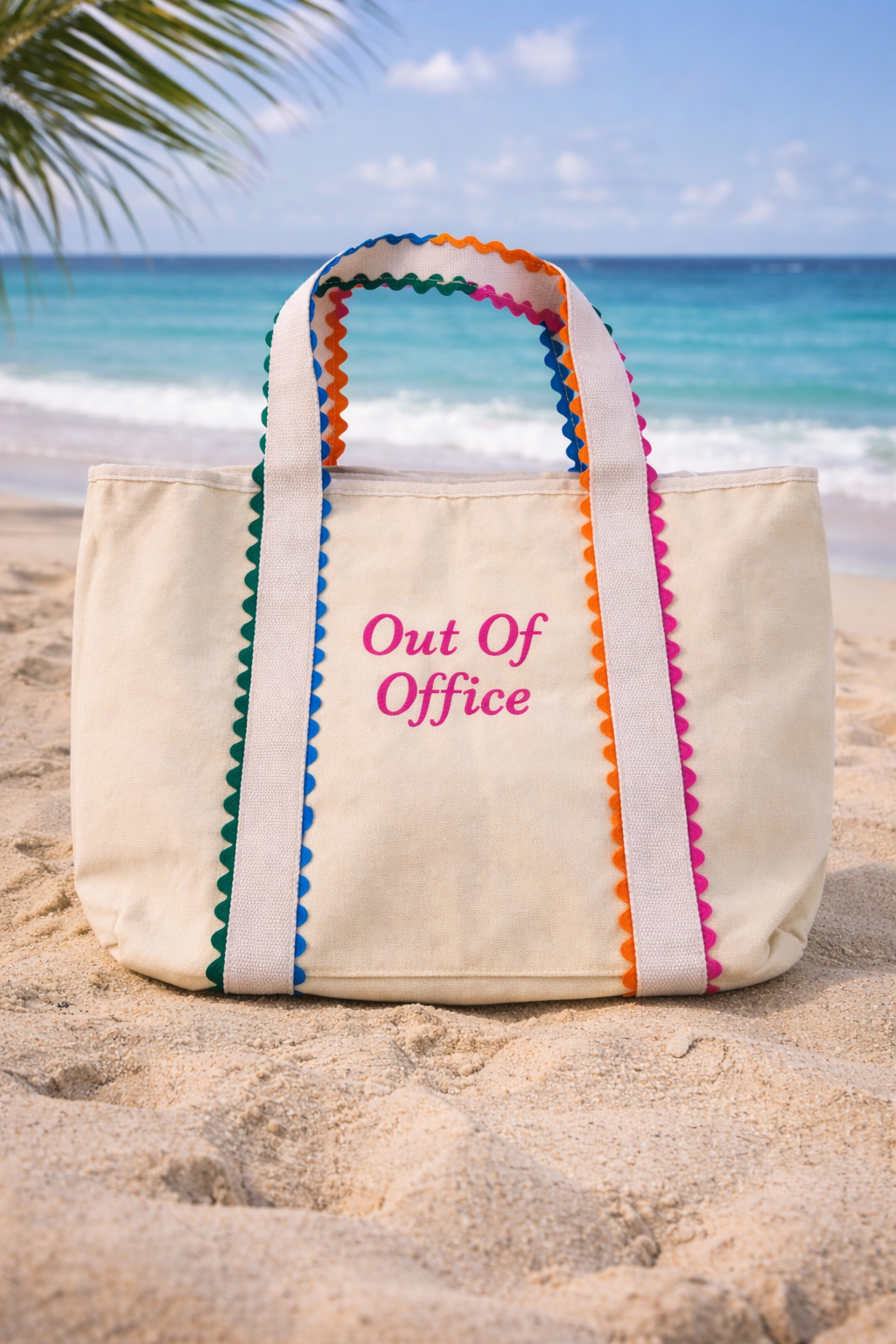 Large colorful canvas tote