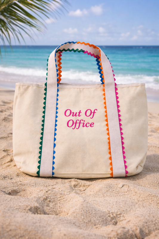 Large colorful canvas tote